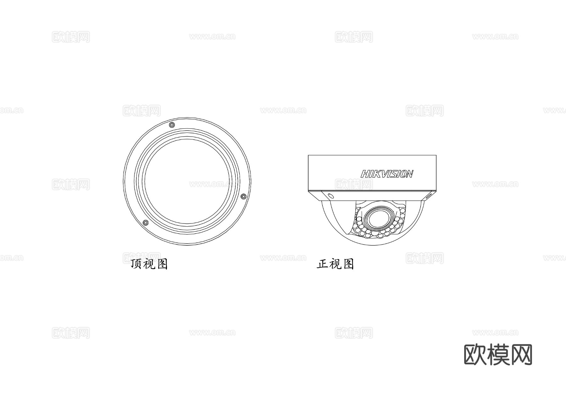 海康半球机 半球监控摄像机 海康球形摄像机cad图库