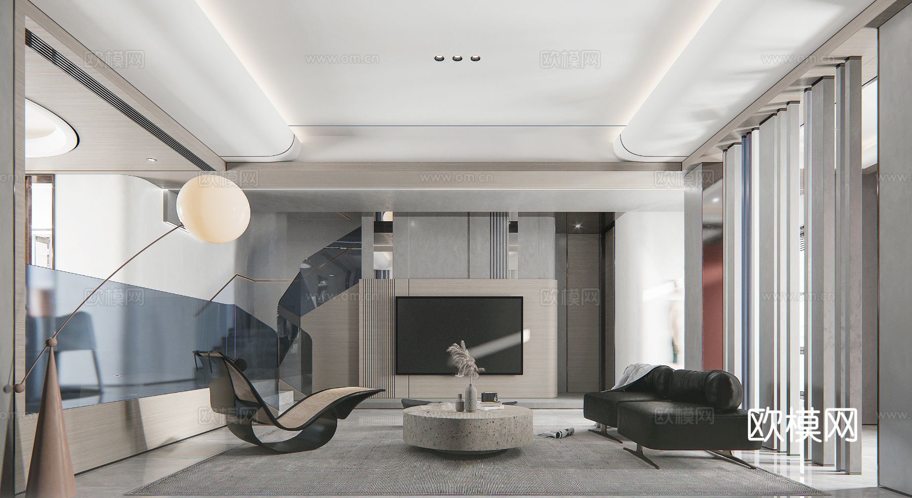 现代复式家居  loft 公寓装修效果图下载（渲染图13）