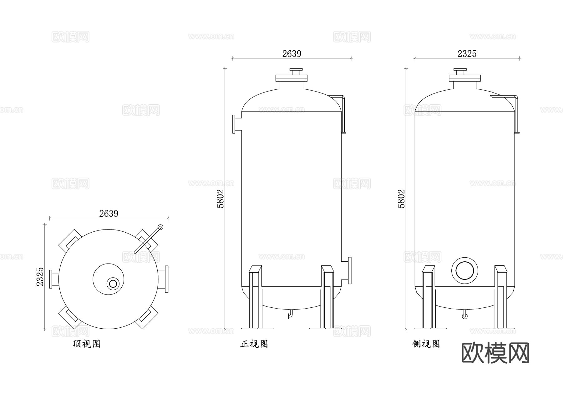 饱和器 饱和容器 高压饱和罐 饱和储存罐 饱和反应釜cad图库下载