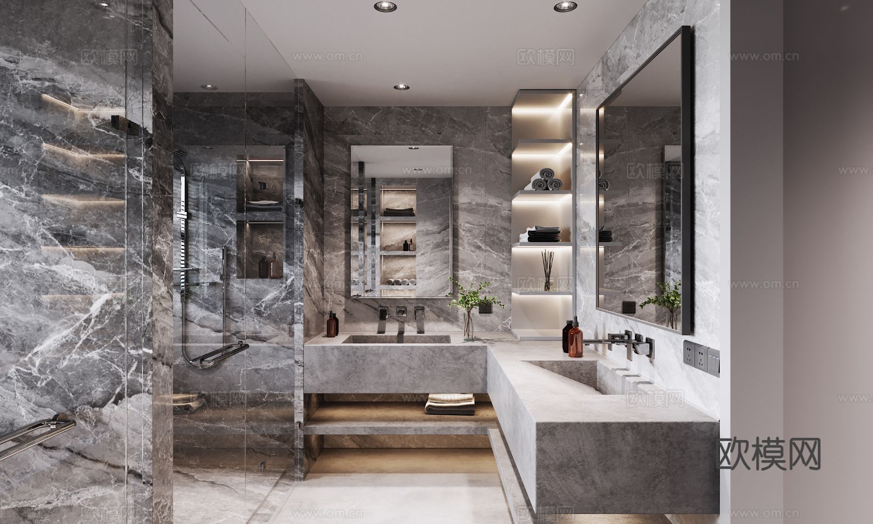 现代复式家居公寓装修效果图下载（渲染图10）