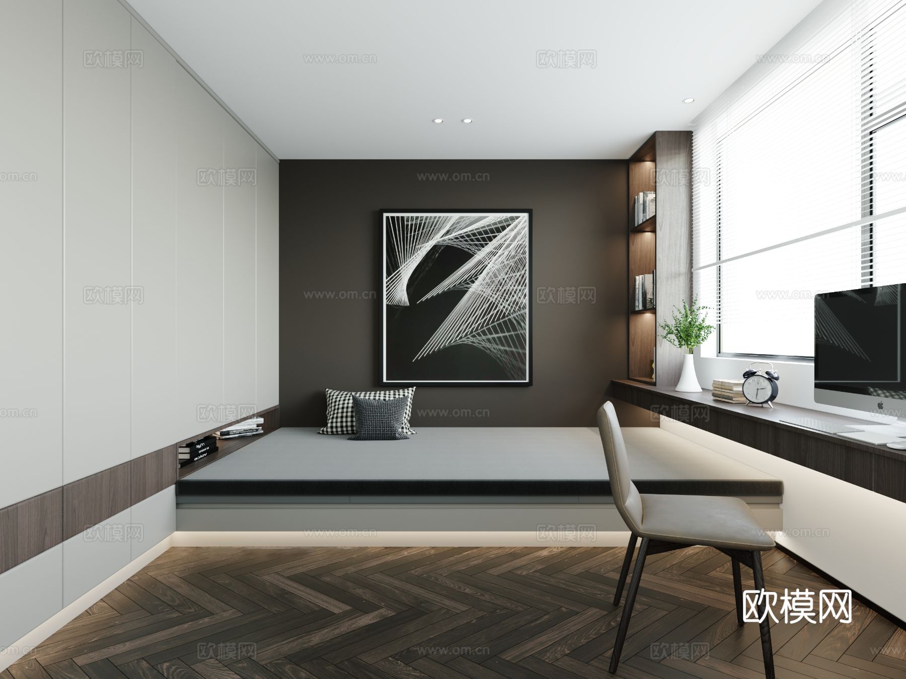 现代复式家居  loft 公寓装修效果图下载（渲染图2）