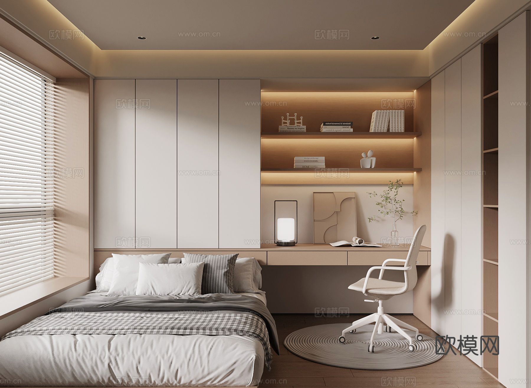 现代榻榻米卧室3d模型下载