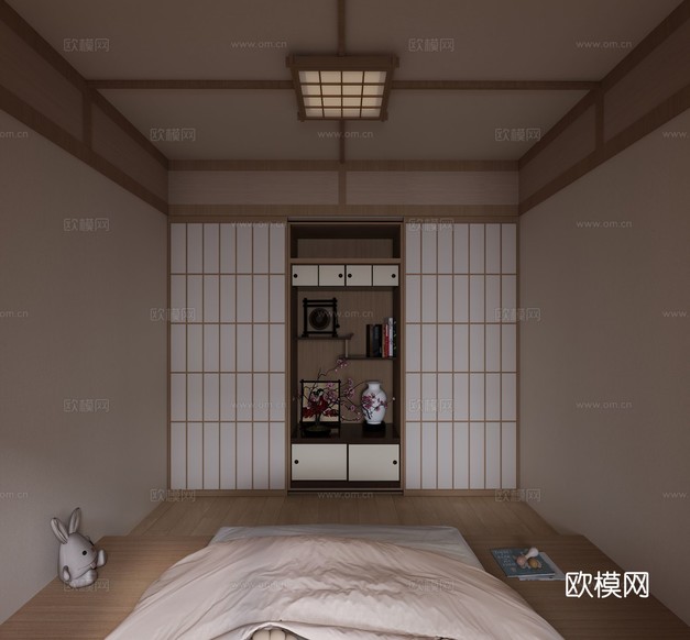 日式風(fēng)平層 客廳 榻榻米 臥室裝修效果圖下載(渲染圖8)