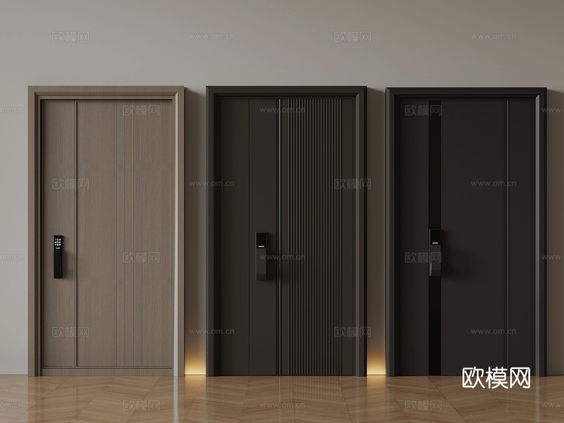 现代入户门 防盗门3d模型