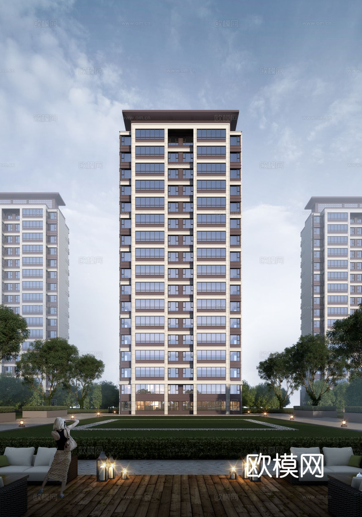 高层住宅楼外观 外立面3d模型