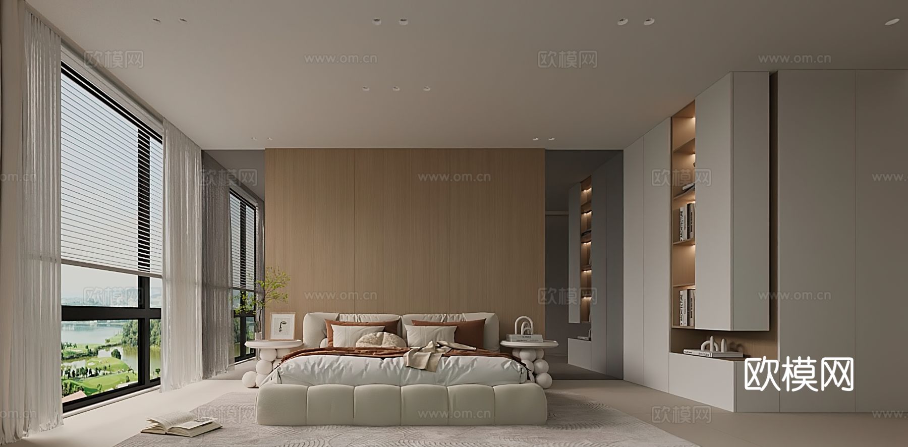 原木奶油风平层装修效果图下载（渲染图4）