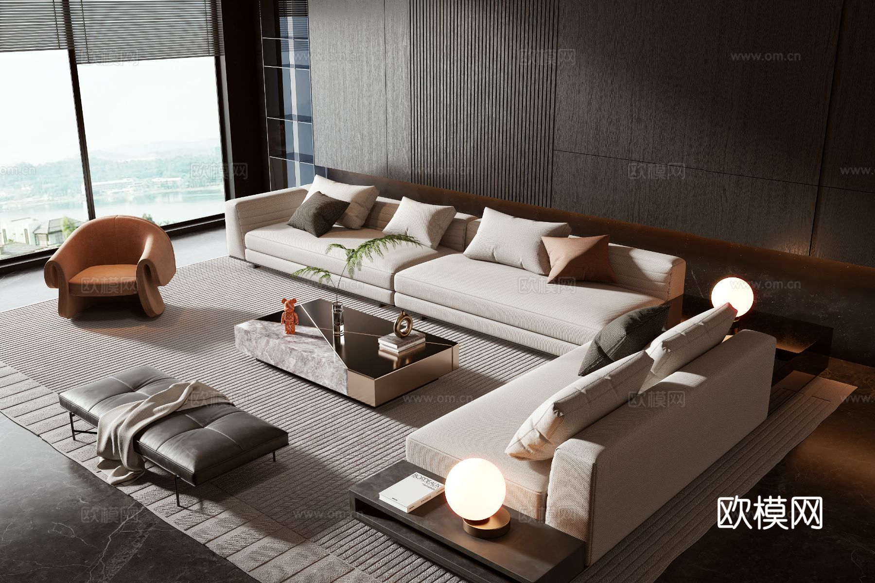 Minotti 现代沙发茶几 组合沙发3d模型