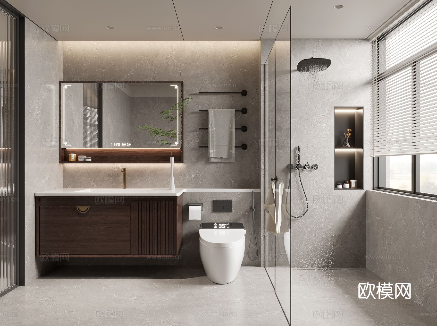 新中式卫生间 浴室3d模型下载