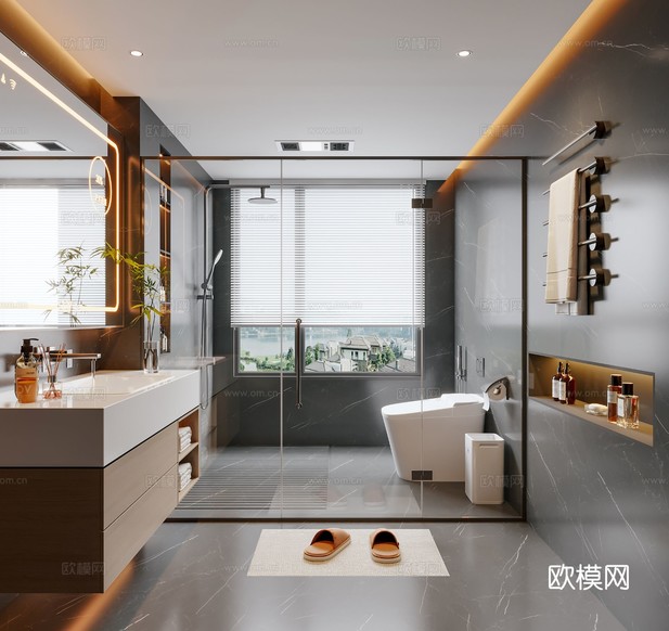 现代卫生间 浴室3d模型下载