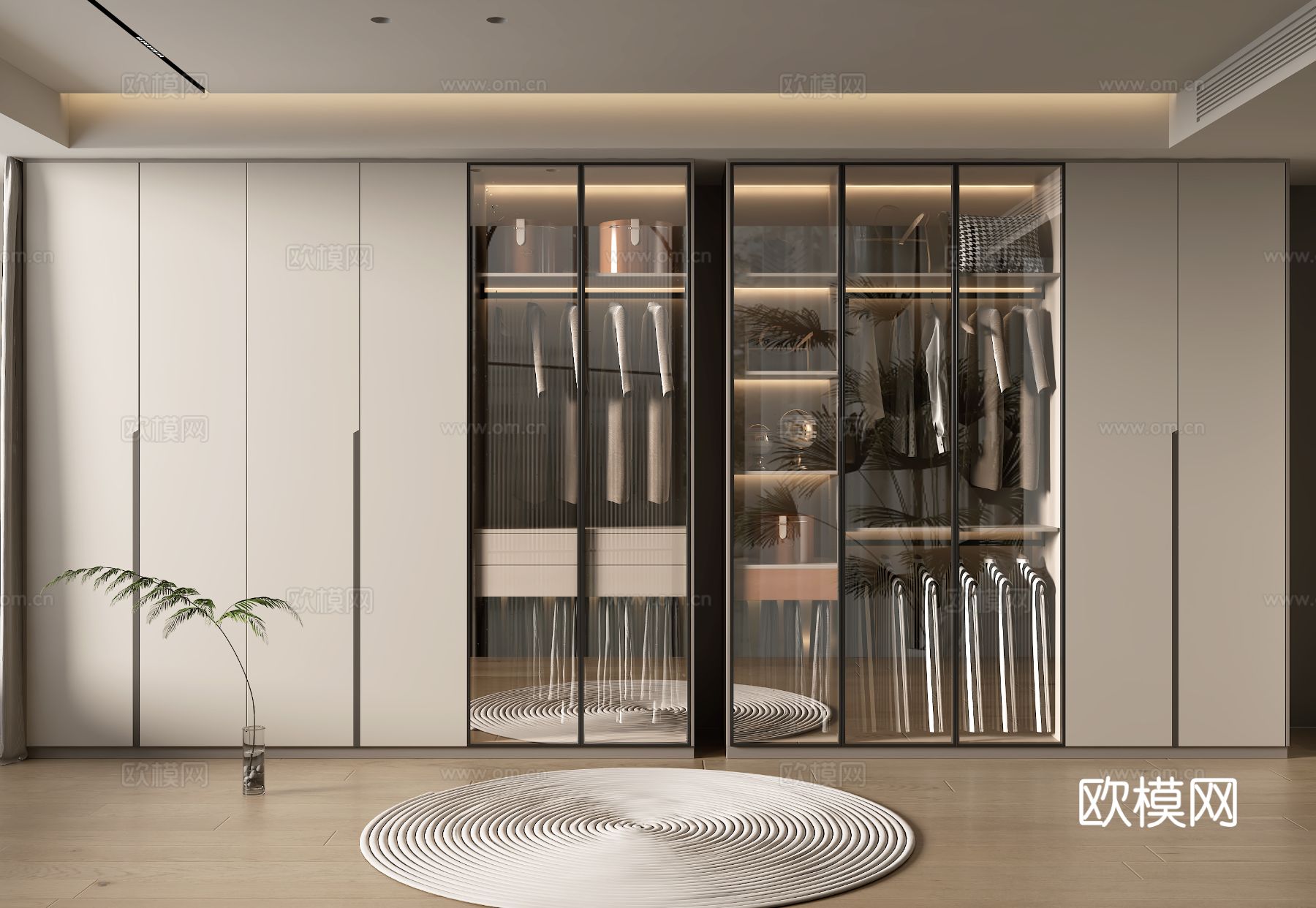 现代家居衣帽间su模型下载（渲染图1）
