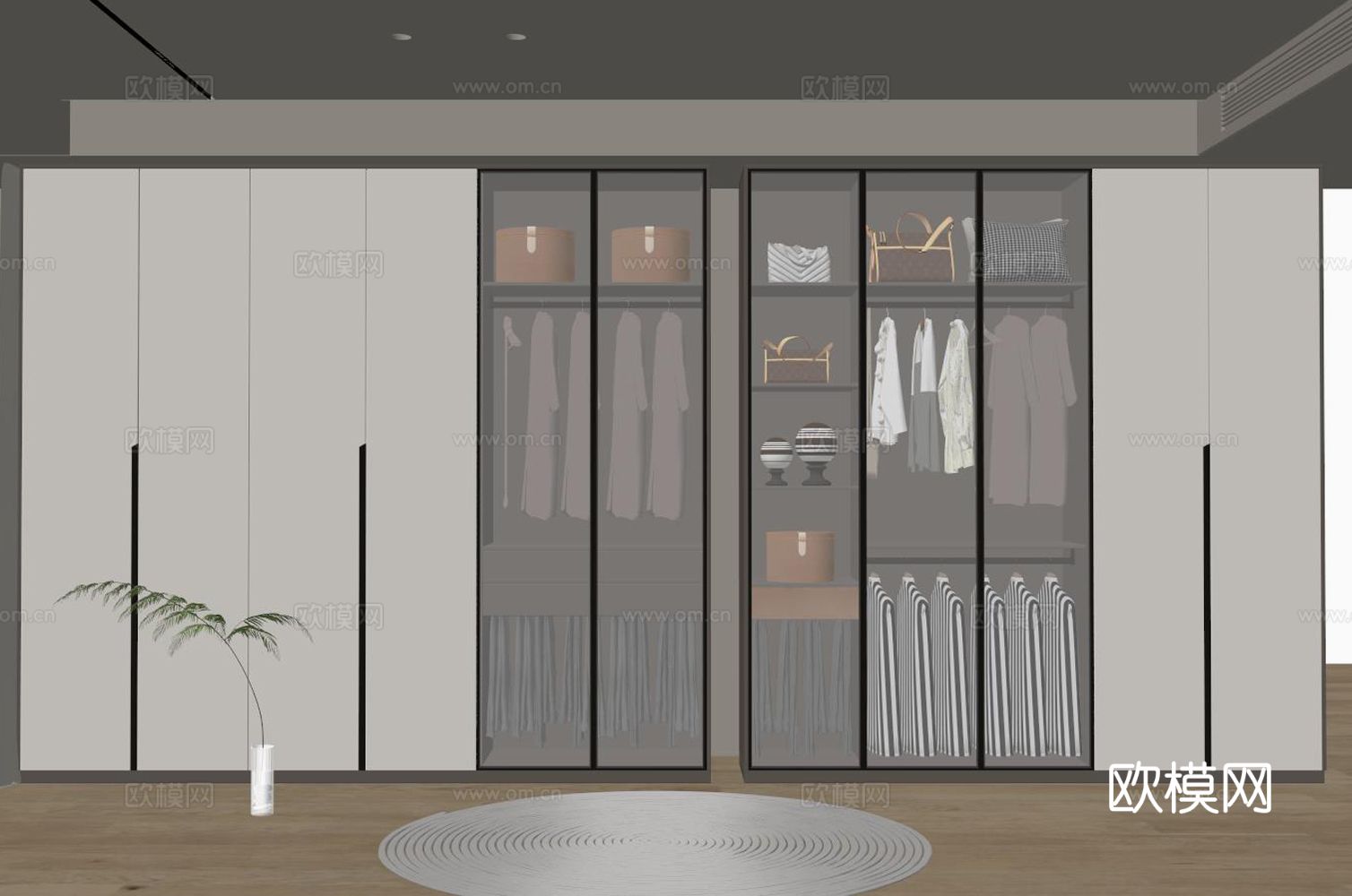 现代家居衣帽间su模型下载（渲染图2）