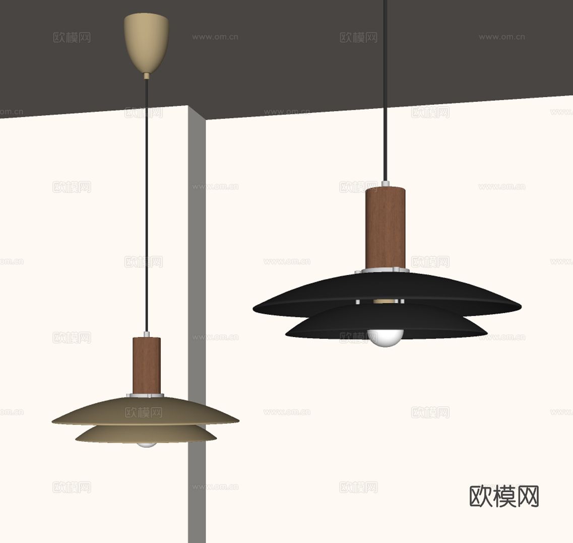现代飞碟小吊灯su模型