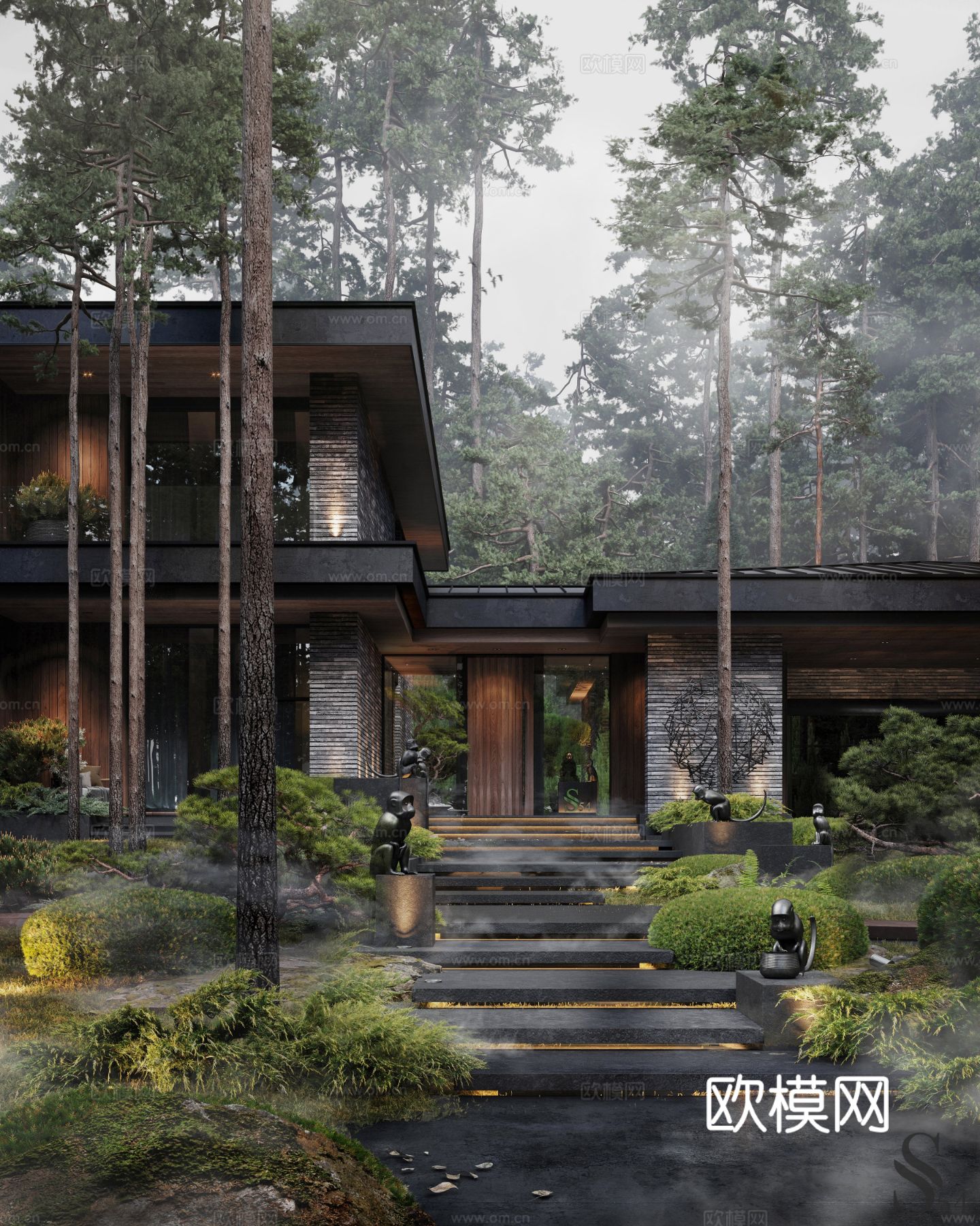 现代庭院别墅设计效果图下载（渲染图10）