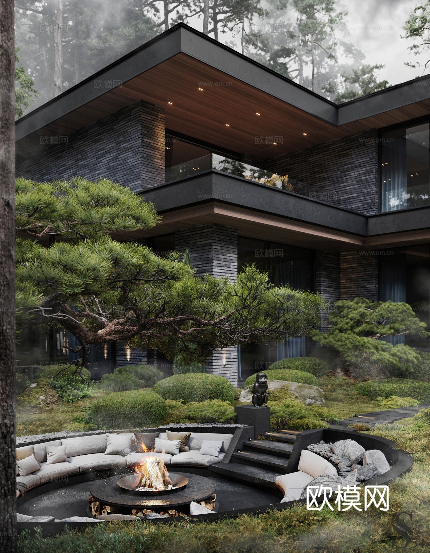 现代庭院别墅设计效果图下载（渲染图9）