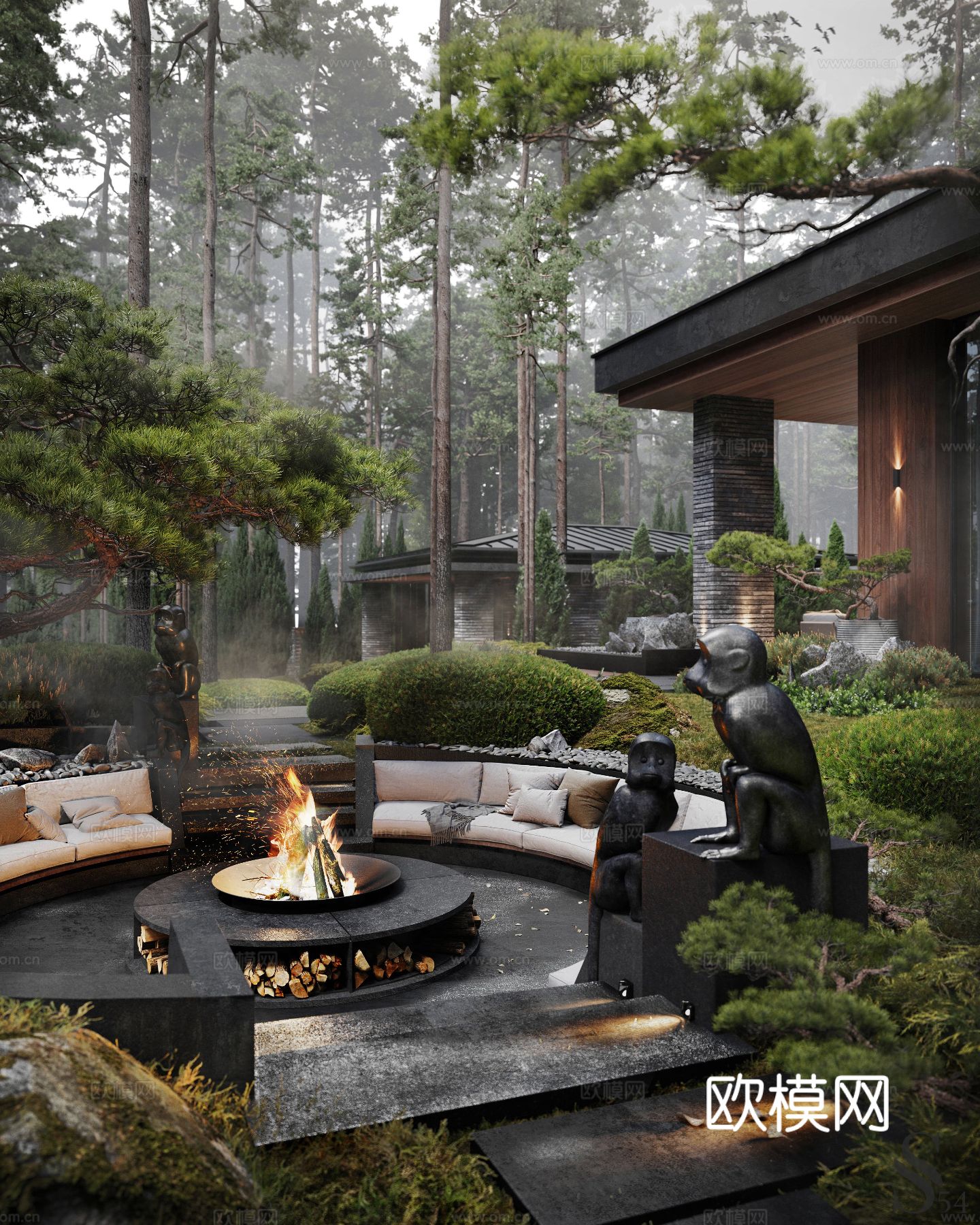 现代庭院别墅设计效果图下载（渲染图7）