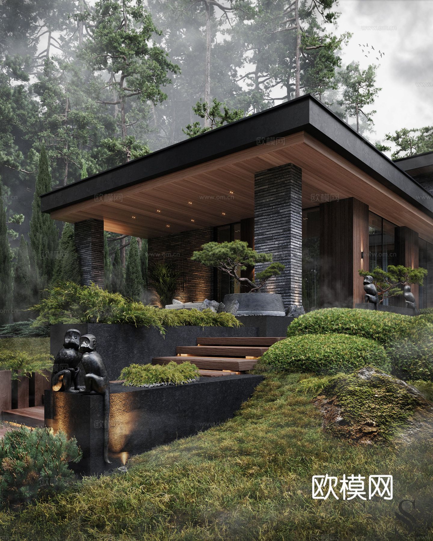 现代庭院别墅设计效果图下载（渲染图8）