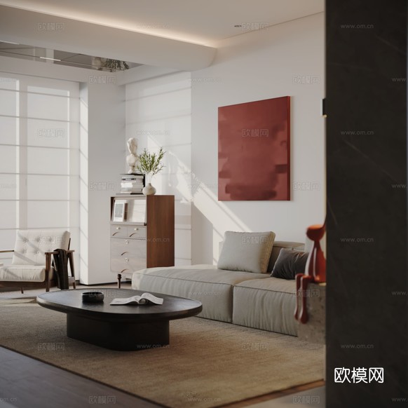 中古風(fēng)平層裝修效果圖下載(渲染圖1)