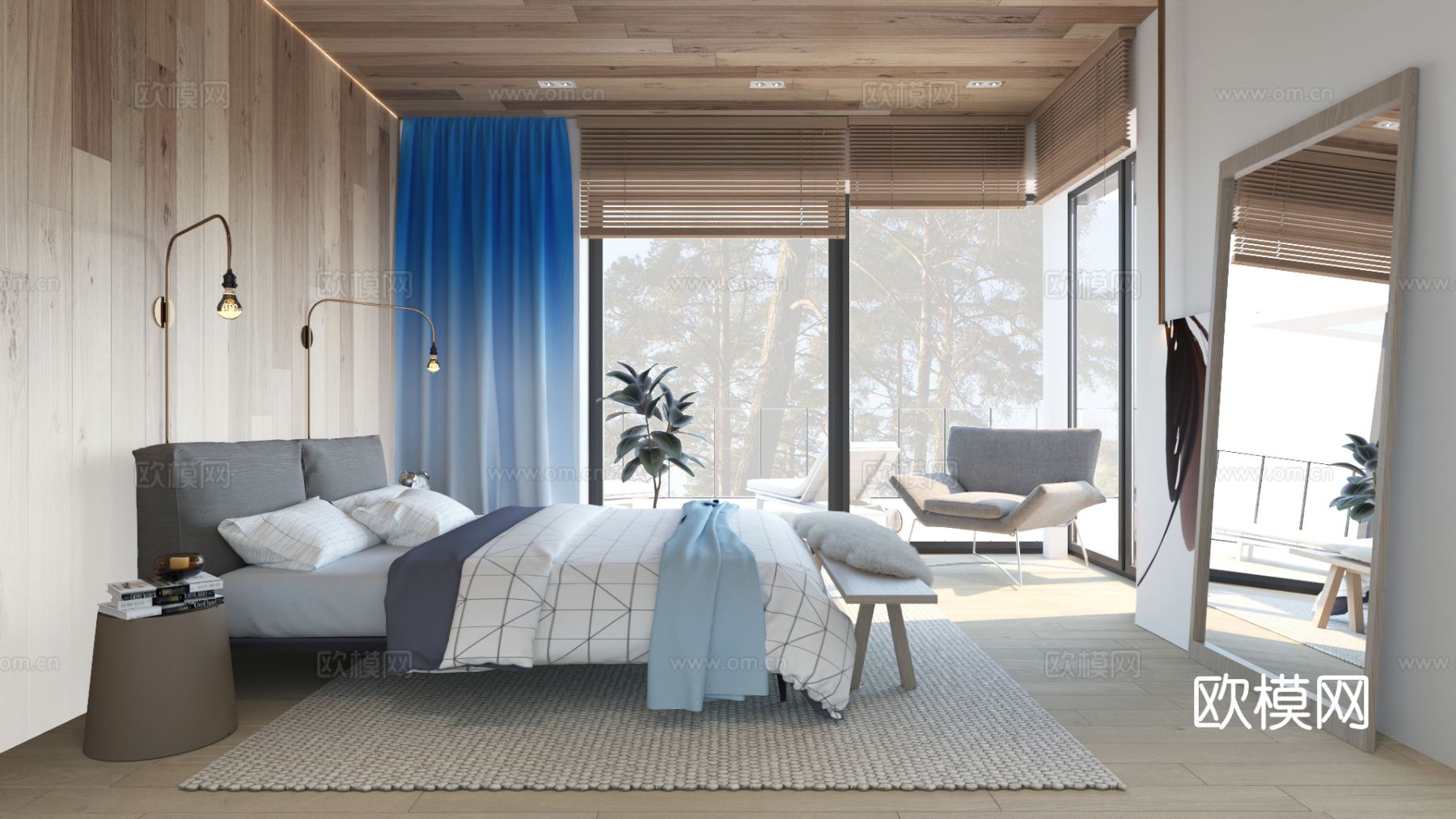 现代住宅空间平层设计效果图下载（渲染图4）