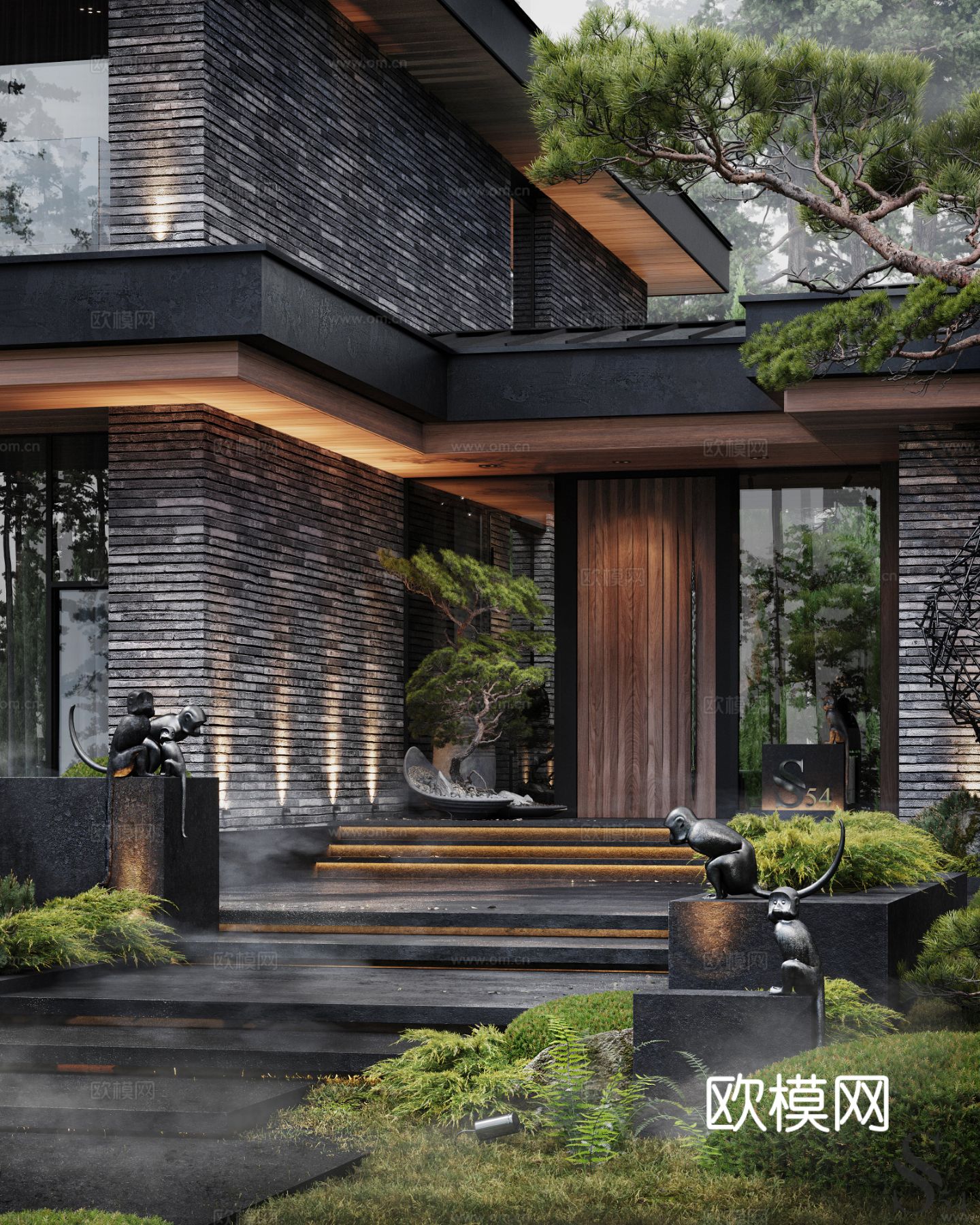 现代庭院别墅设计效果图下载（渲染图12）