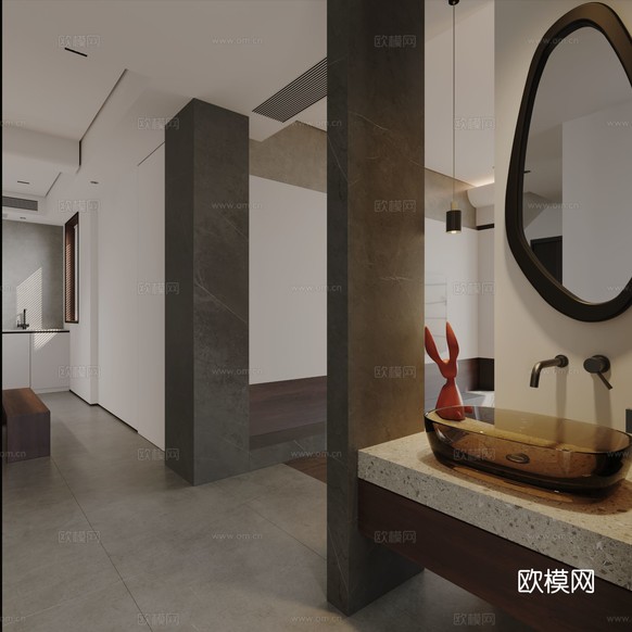 中古風(fēng)平層裝修效果圖下載(渲染圖2)