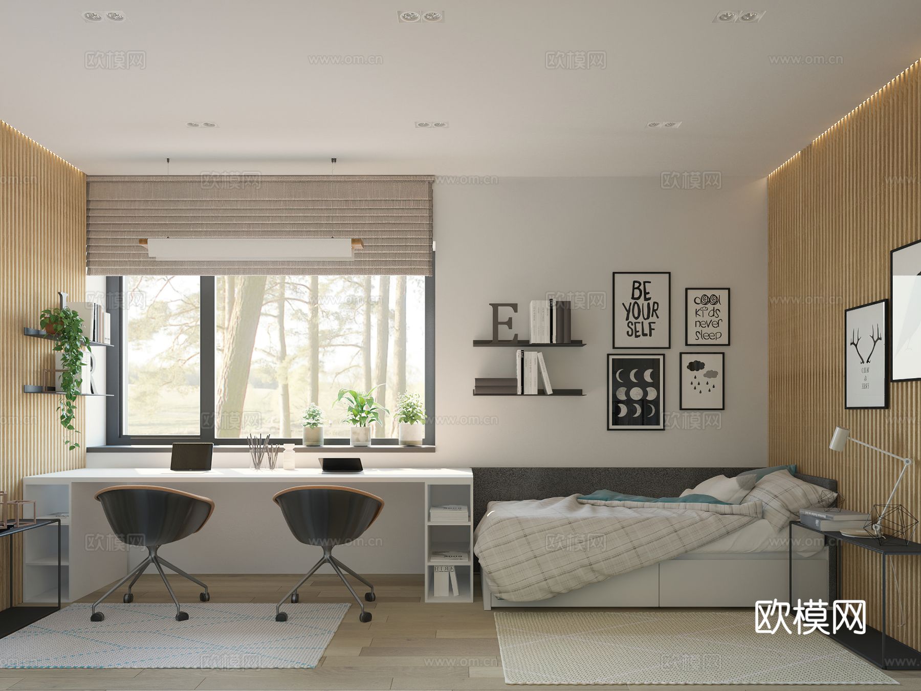 现代住宅空间平层设计效果图下载（渲染图7）