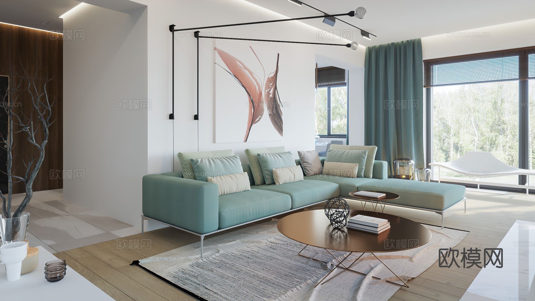 现代住宅空间平层设计效果图下载（渲染图2）