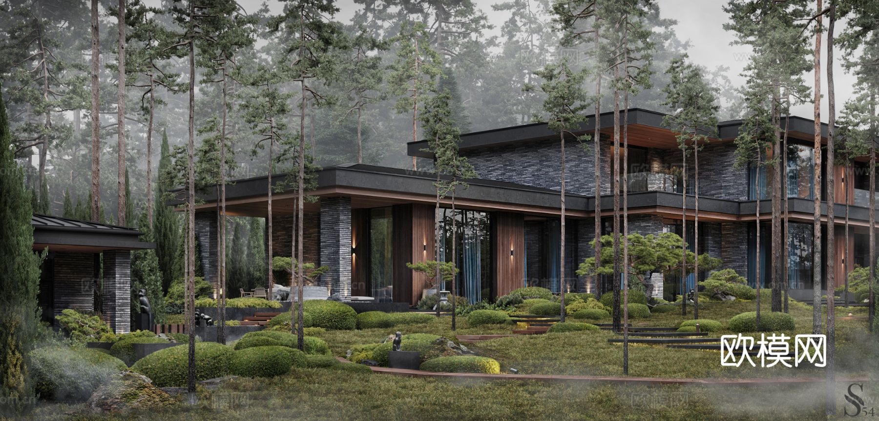 现代庭院别墅设计效果图下载（渲染图4）