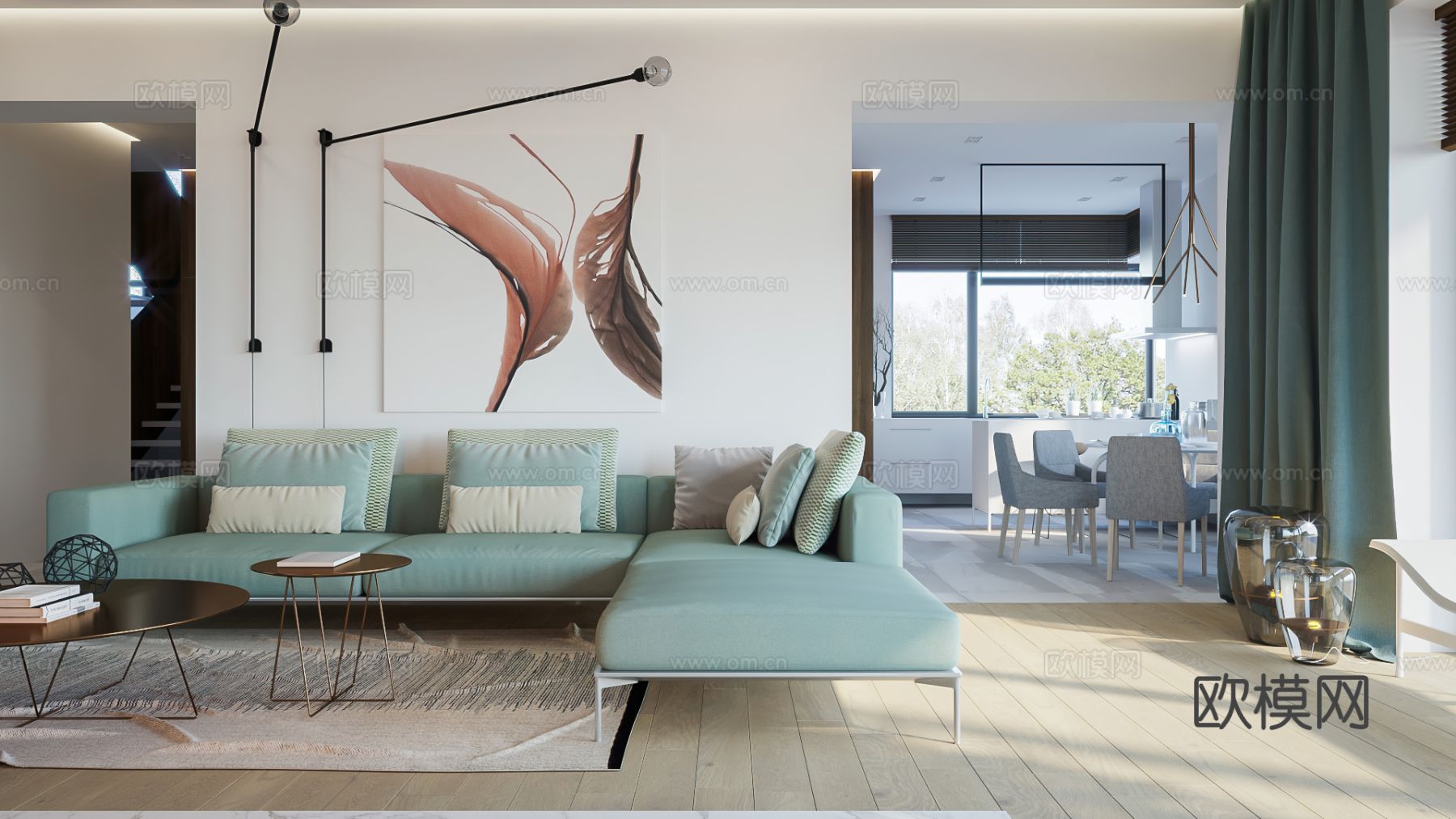 现代住宅空间平层设计效果图下载（渲染图5）