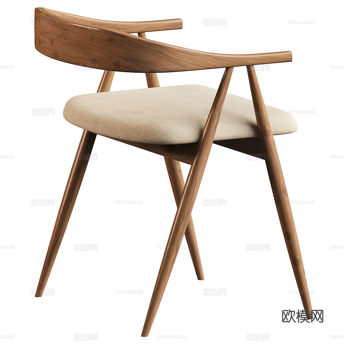 新中式 Ercol Lugo 单椅 餐椅3d模型