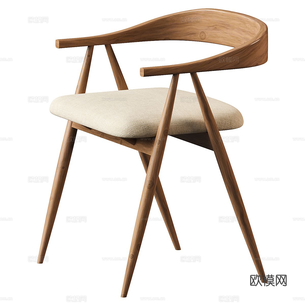 新中式 Ercol Lugo 单椅 餐椅3d模型