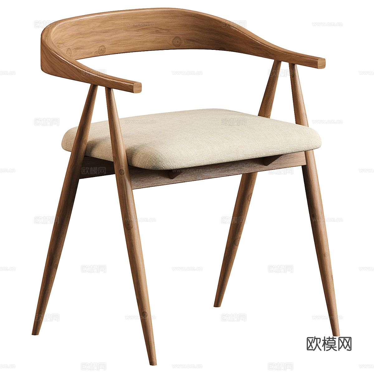 新中式 Ercol Lugo 单椅 餐椅3d模型