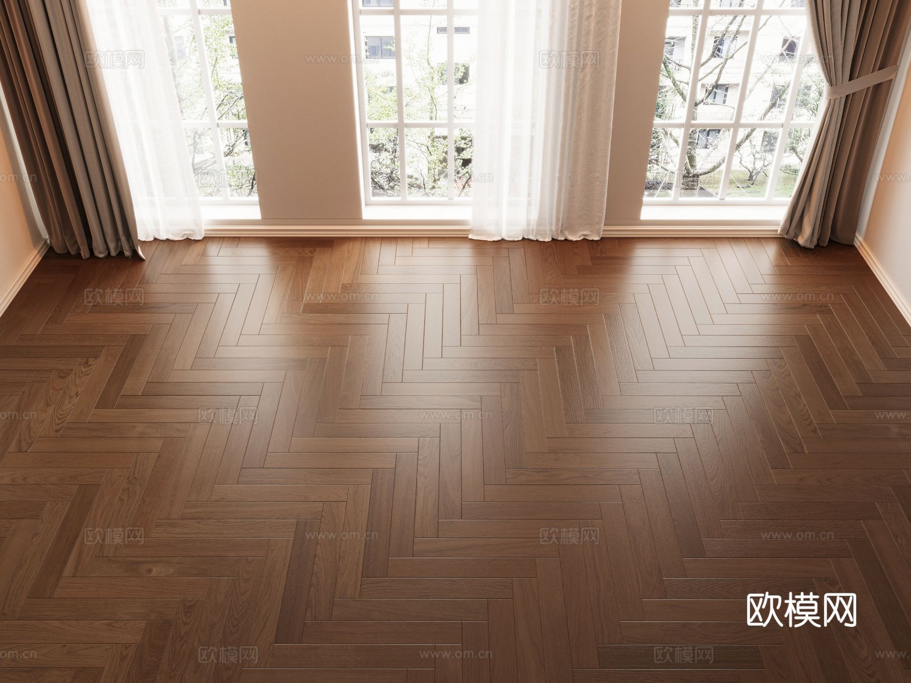 现代木地板 鱼骨纹拼接木地板 木饰面拼接地板3d模型