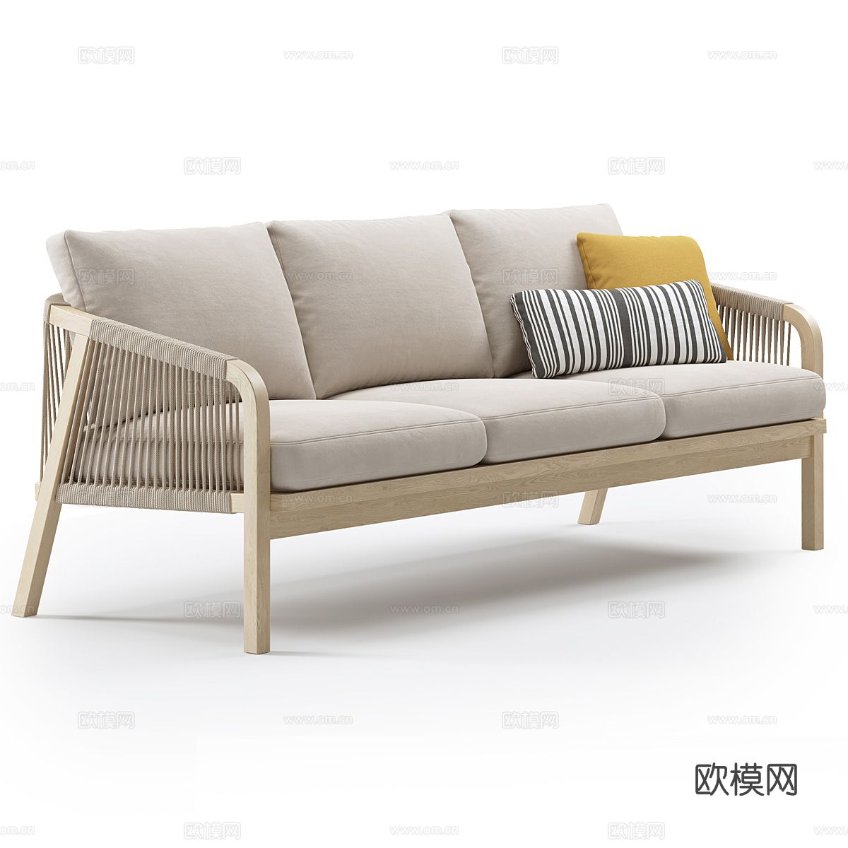 Kettler 户外花园沙发 编织休闲三人座沙发3d模型