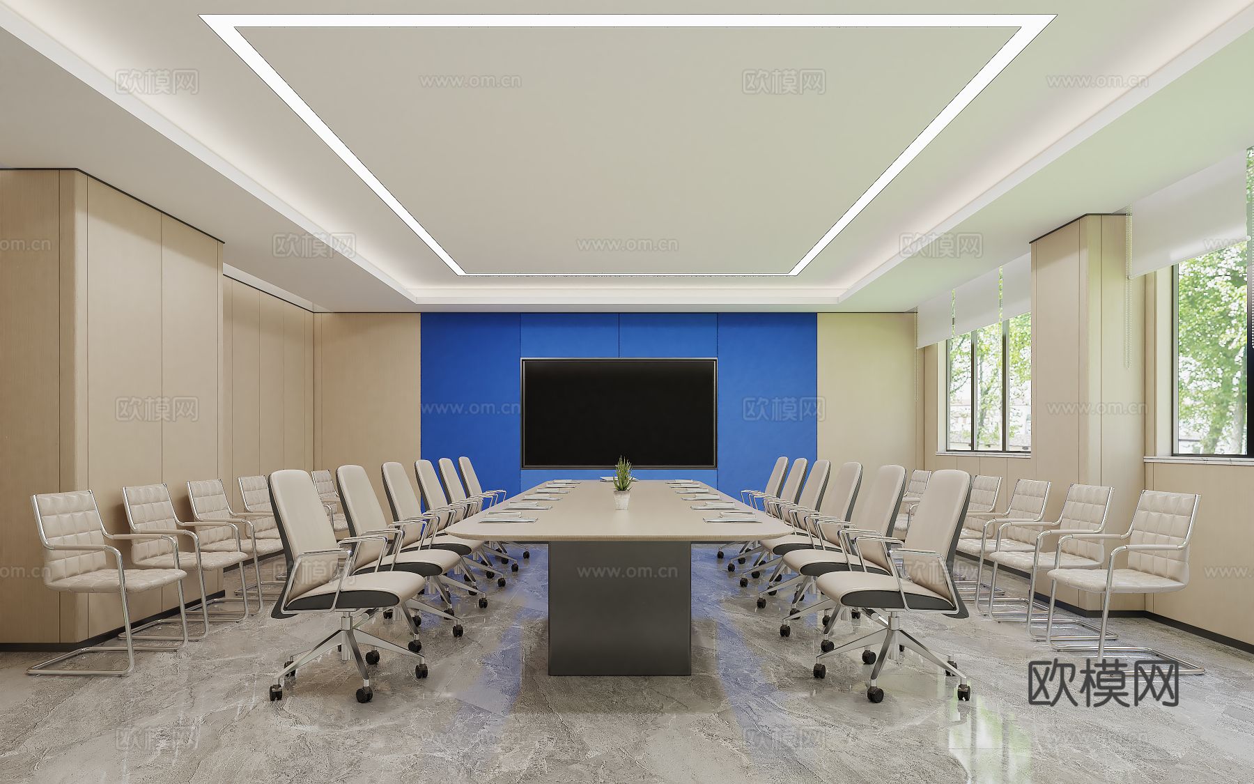 办公室餐厅包房走廊电梯厅装修效果图下载（渲染图8）