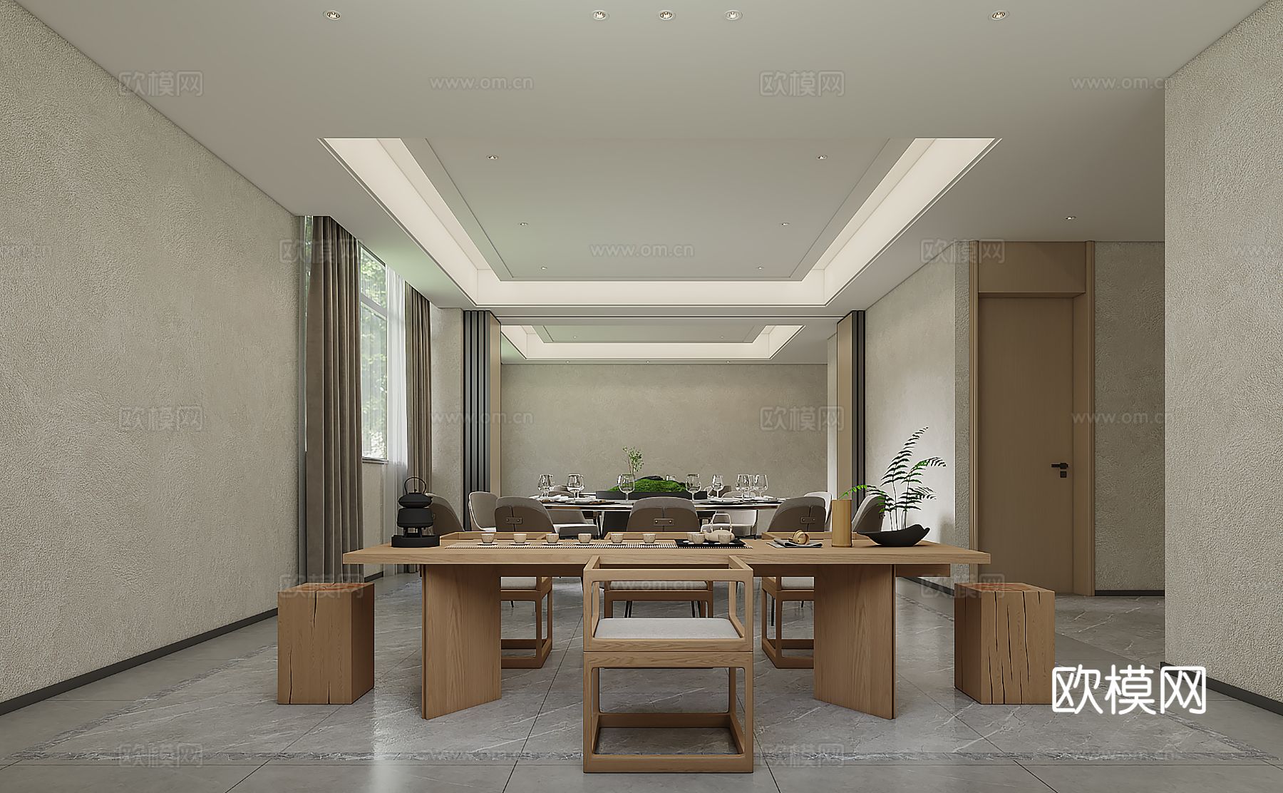 办公室餐厅包房走廊电梯厅装修效果图下载（渲染图4）