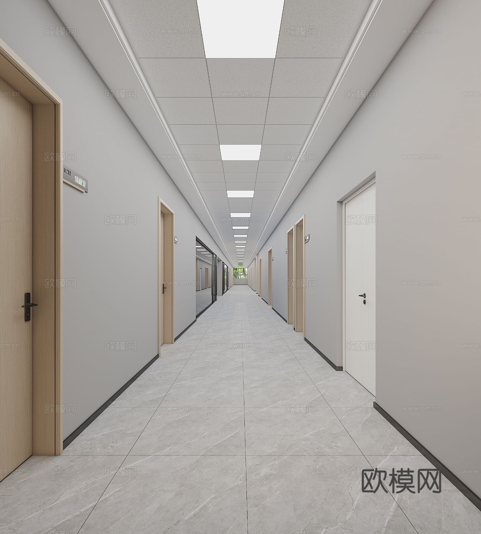 办公室餐厅包房走廊电梯厅装修效果图下载（渲染图7）