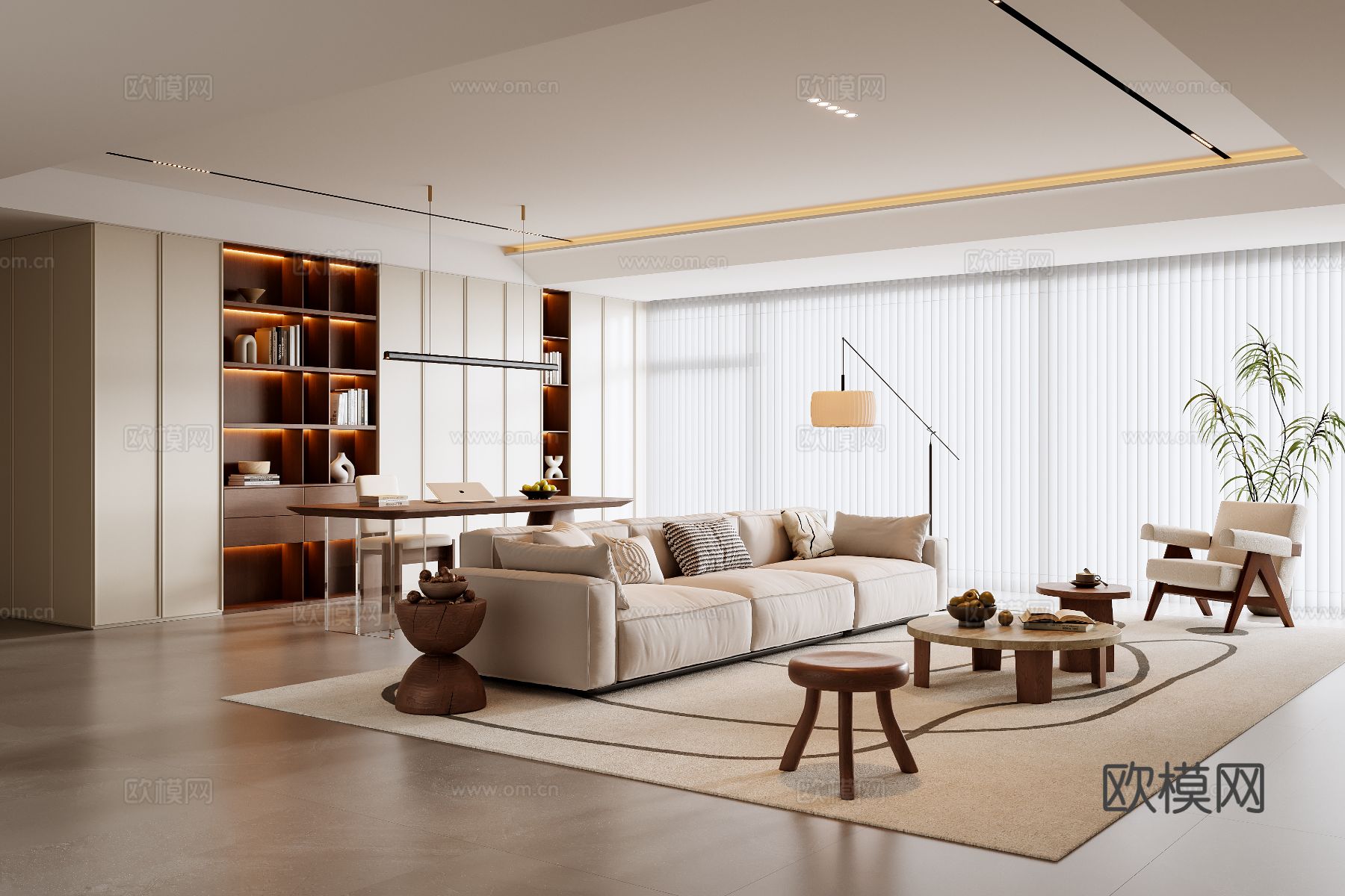 中古风客厅3d模型下载