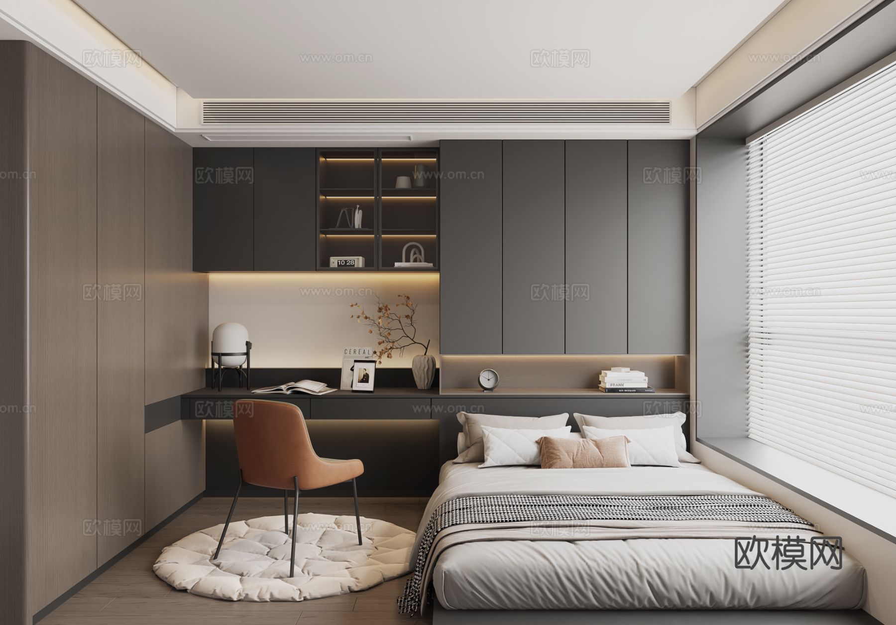 现代榻榻米卧室3d模型下载