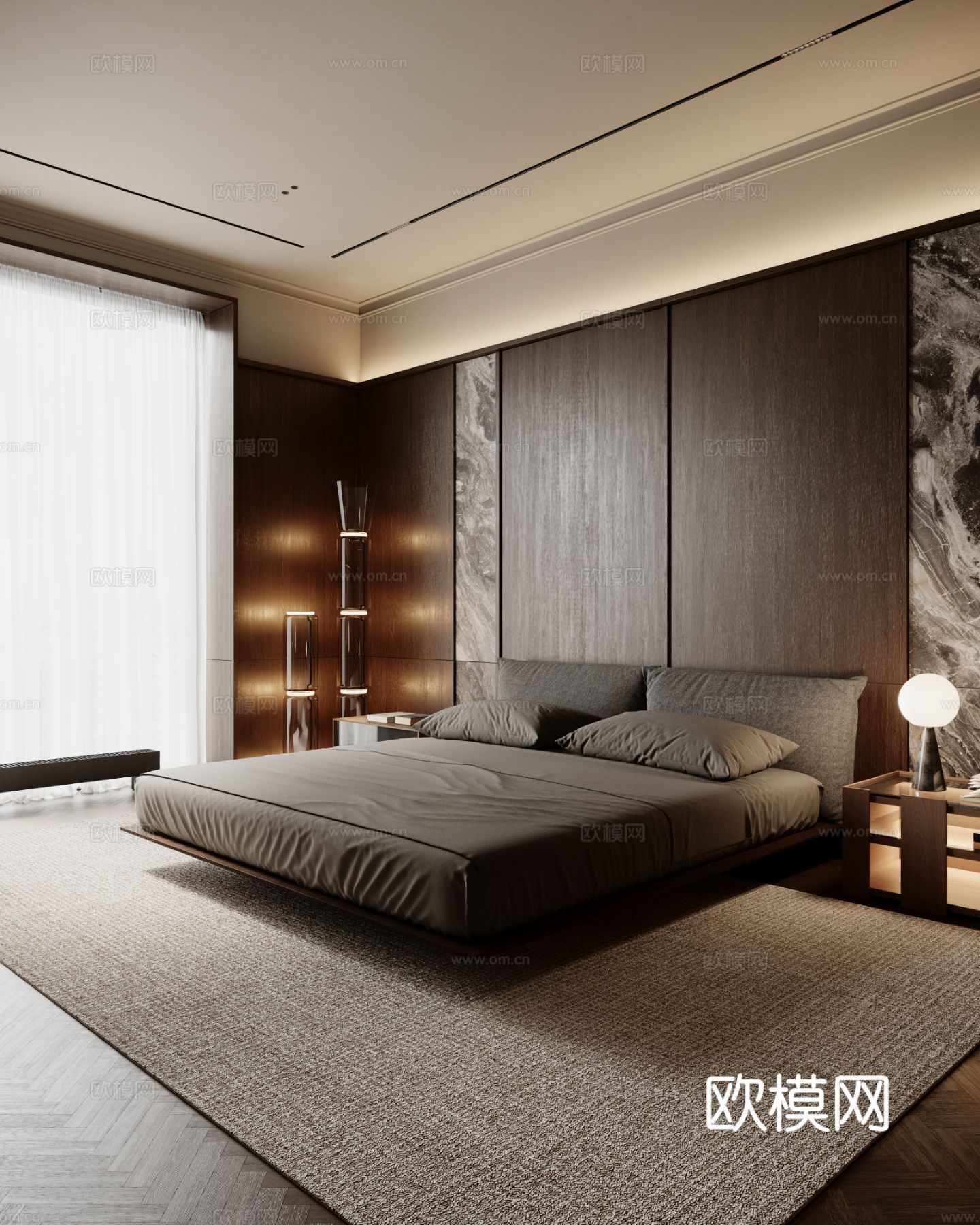 卧室 双人床 榻榻米 衣柜 悬浮床3d模型