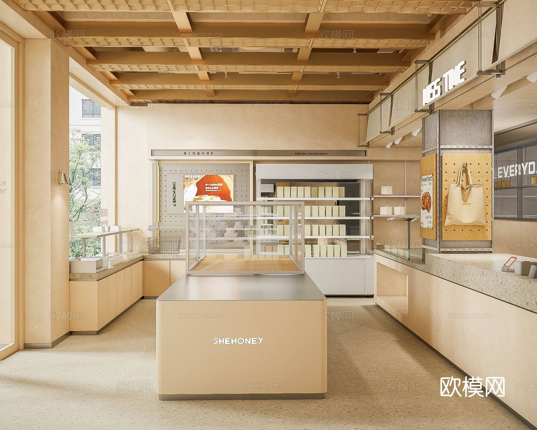 现代面包店 甜品店 咖啡店 奶茶店3d模型