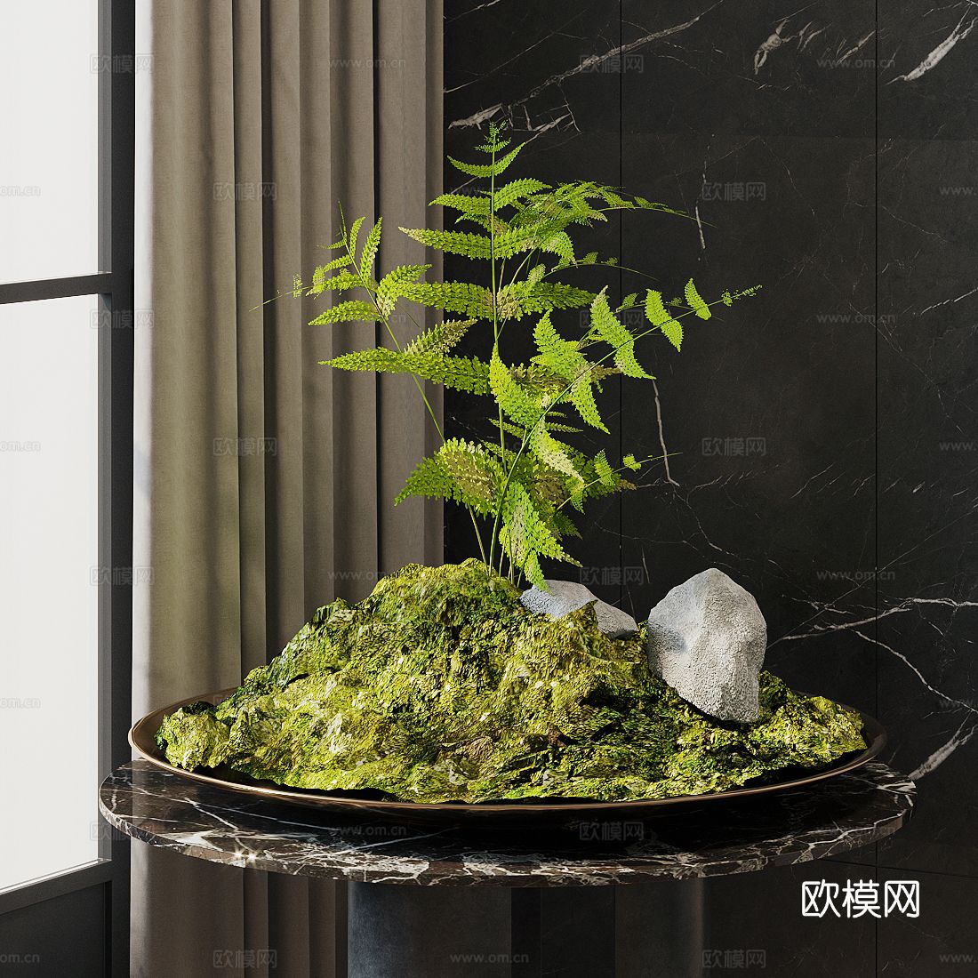 盆栽 苔藓植物盆景 苔藓造景 桌面盆景 景观小品 植物盆景3d模型