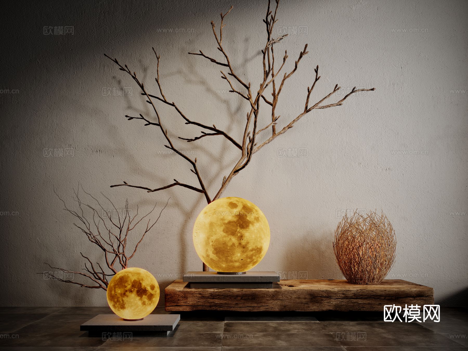 侘寂风落地灯3d模型