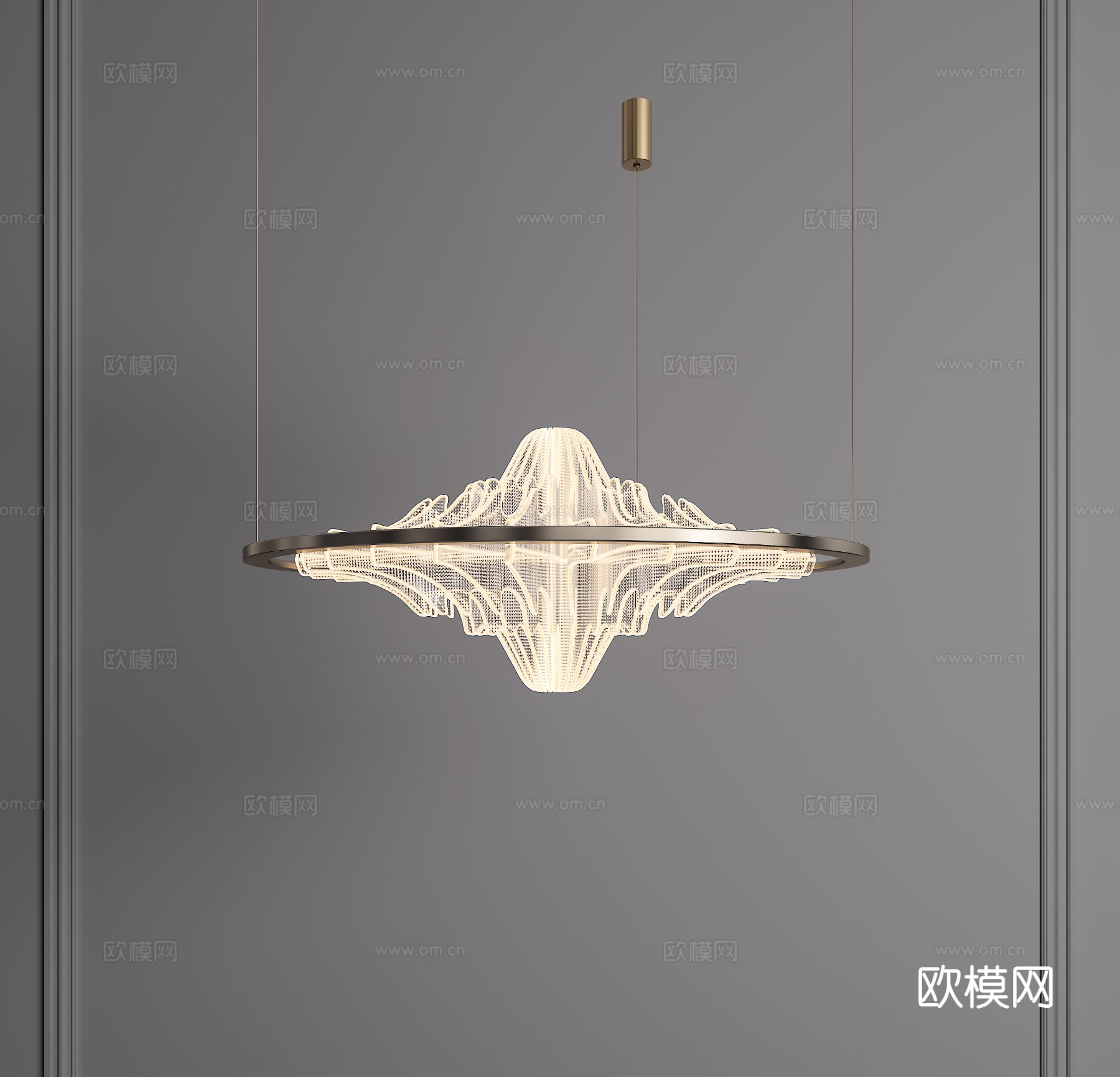 禅意吊灯 亚克力吊灯 圆形吊灯 包间吊灯 山水吊灯3d模型
