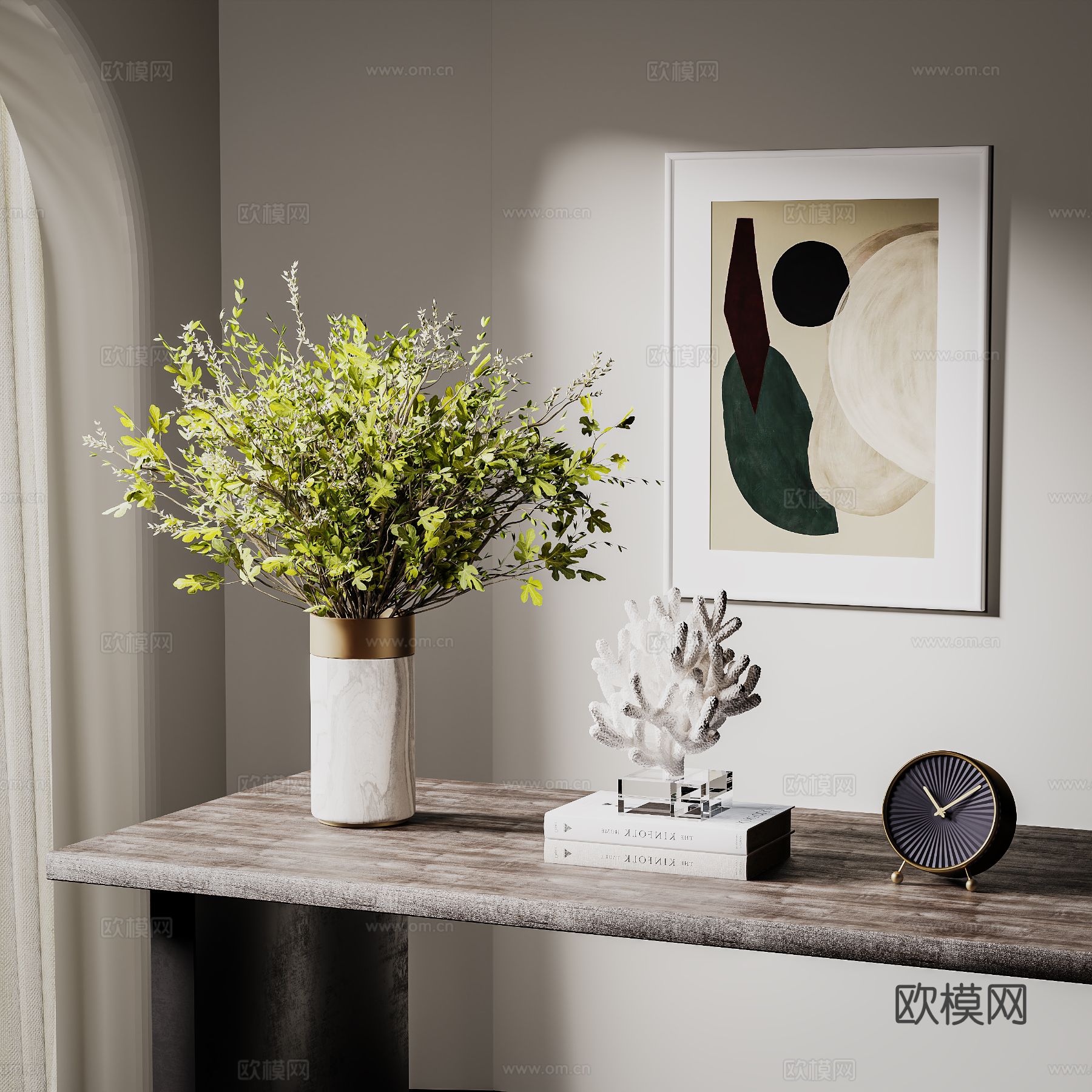 现代花瓶花艺  摆件组合 简欧饰品摆件3d模型