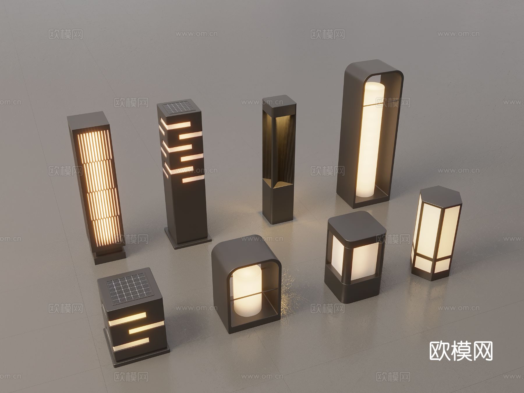 现代中式景观灯 草坪灯 庭院灯 户外灯3d模型