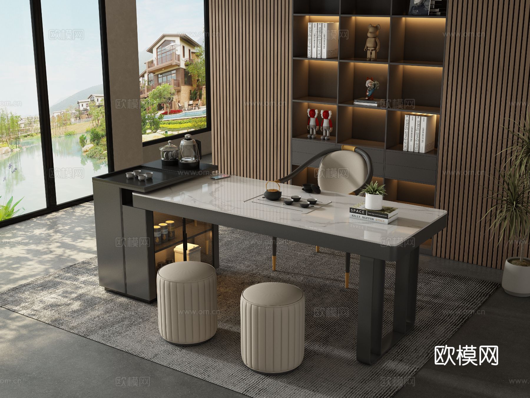 现代茶台 茶室 茶桌椅3d模型