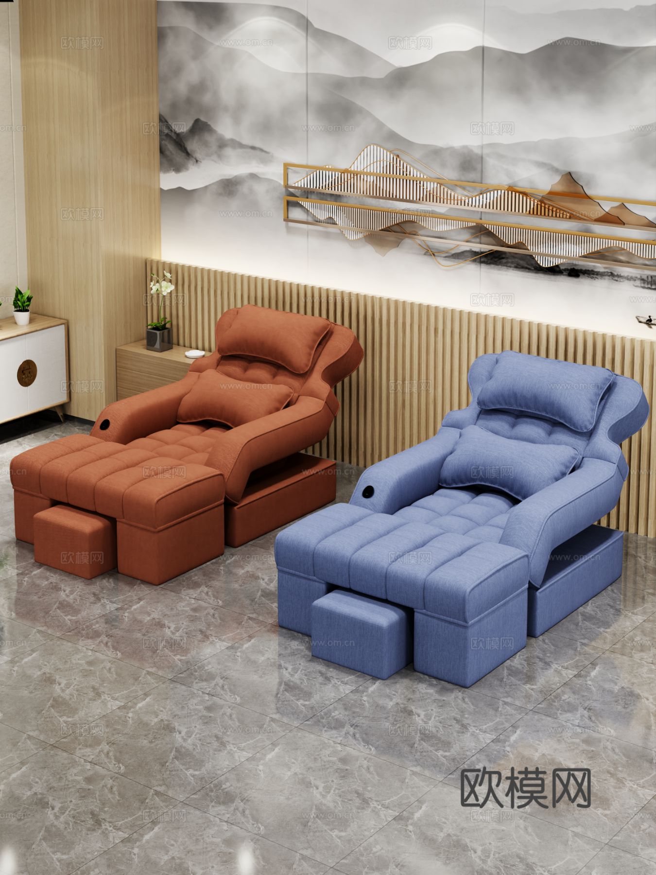 洗脚休闲椅 理疗床3d模型下载