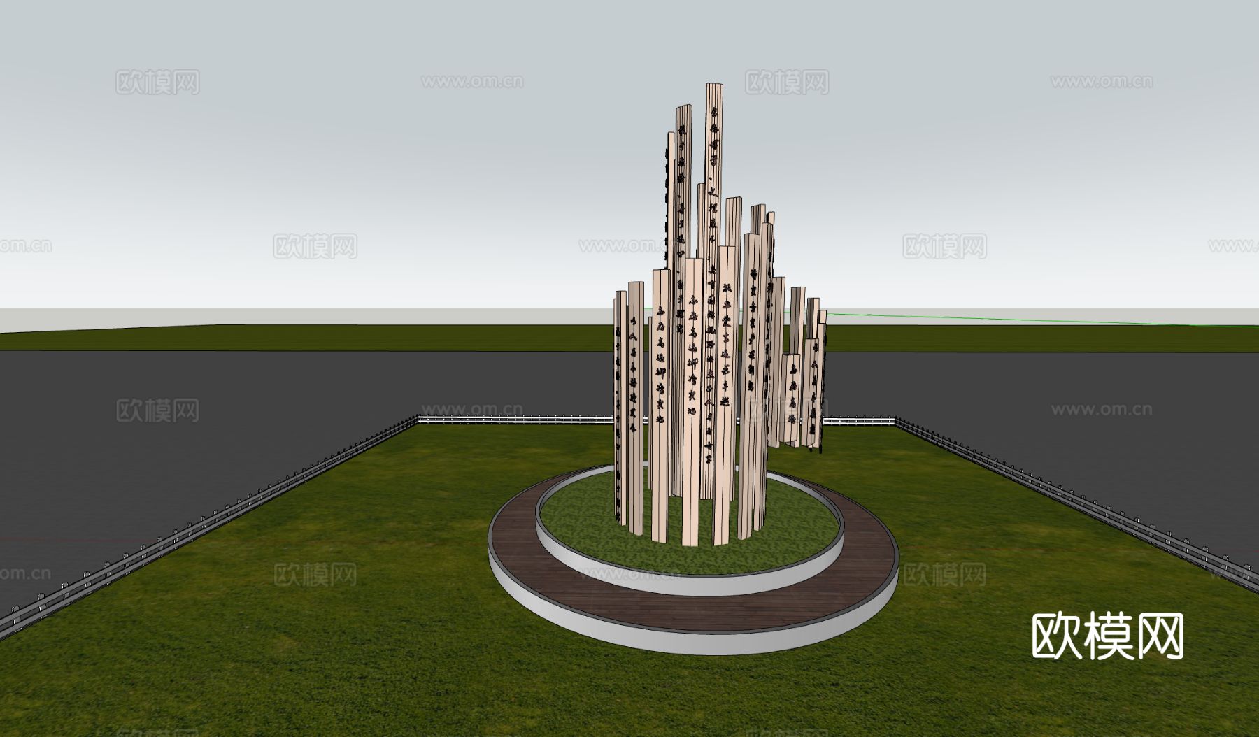 新中式廉政雕塑小品3d模型