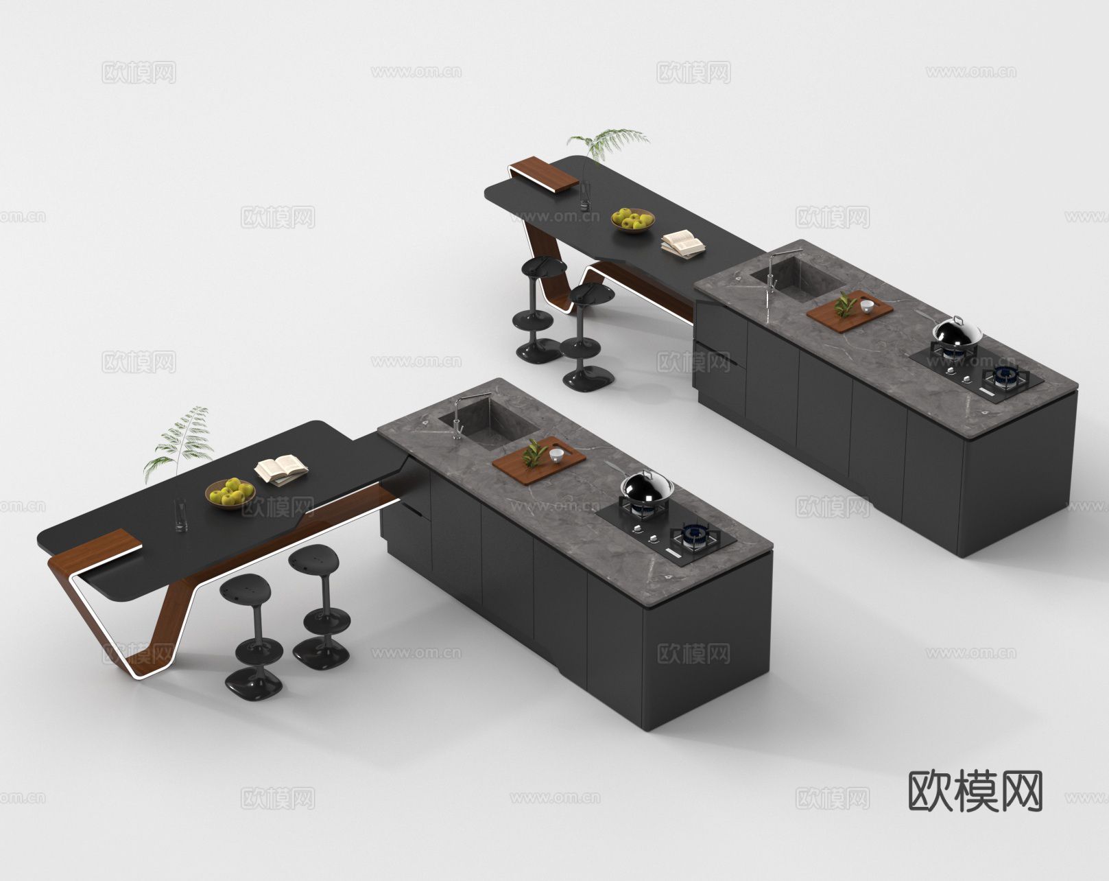 餐桌椅 岛台 吧台3d模型