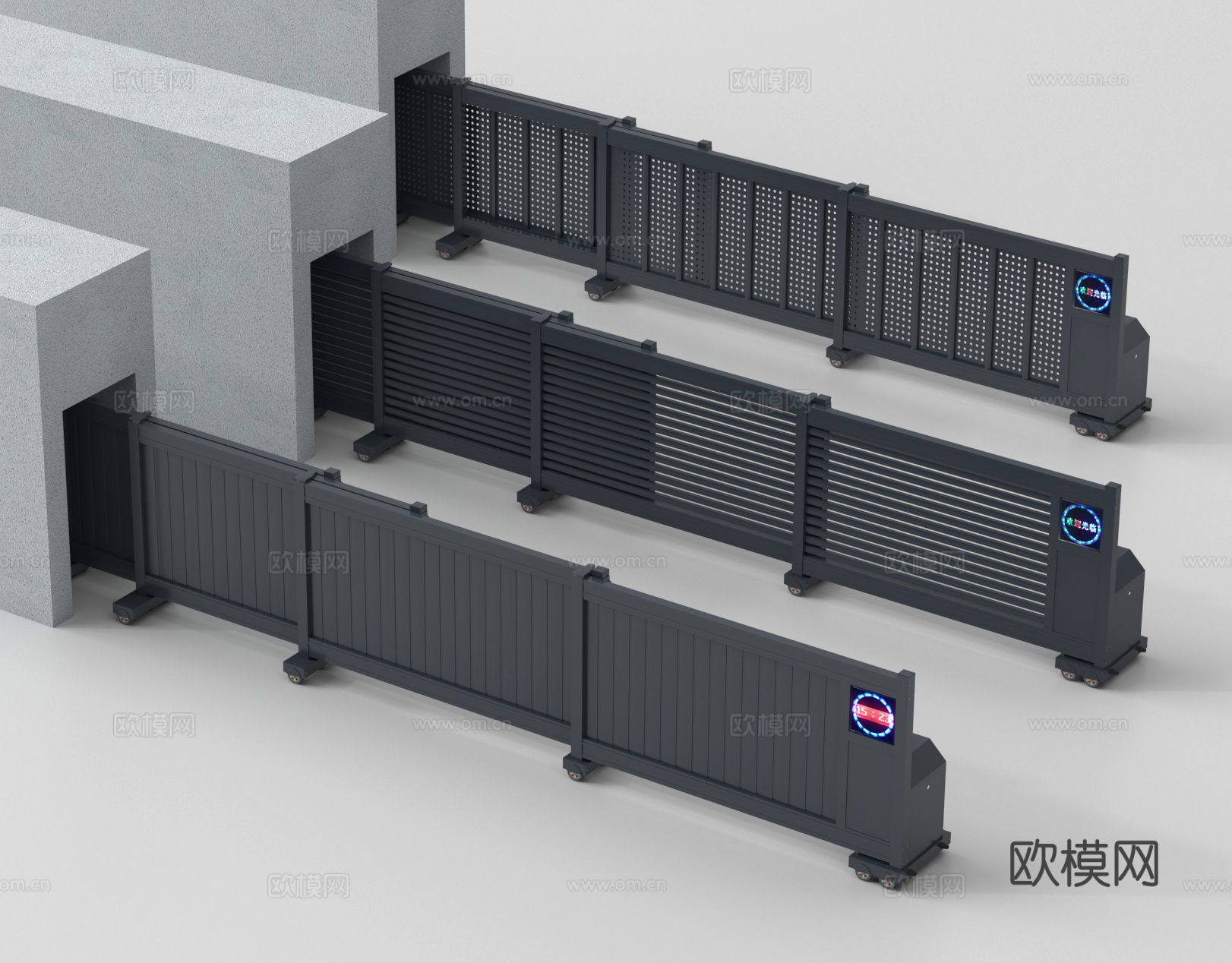 电动伸缩折叠门 门禁 闸门3d模型